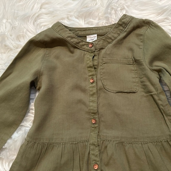 Carter's Toddler Girl Olive Green Button Down Peplum Top Size 3T - Picture 2 of 5